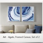 Art - Canvas Faux Agate w/white frame, Set of 2