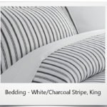 Bedding - White/Charcoal Stripe, King