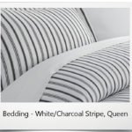 Bedding - White/Charcoal Stripe, Queen
